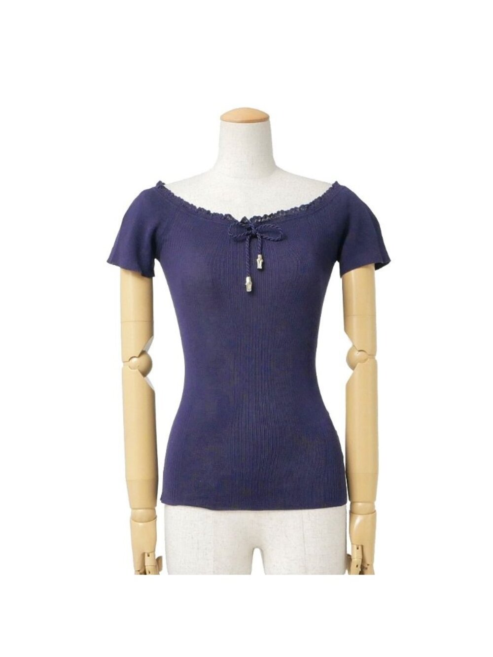 Gucci Knit Ribbon Fitted Short Sleeve Sweater XS